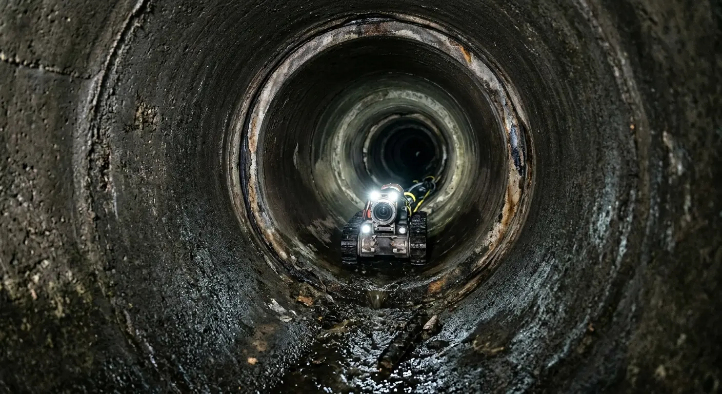 Robotic sewer camera inspecting pipe interior for Sewer Line Repair in San Bruno